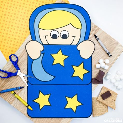 Adorable Sleeping Bag Craft for Kids: Great for Summer Sleeping Bag Craft, Camping Crafts For Kids, End Of The Year Activities, Camping With Toddlers, Primary And Secondary Colors, Kids Sleeping Bags, Bag Craft, Theme Activity, Summer Camping