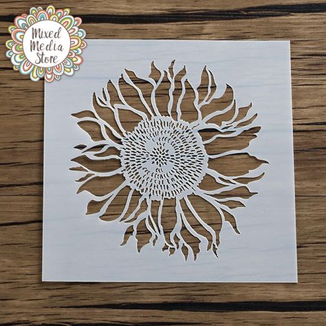 Sunflower stencil for mixed media, art journal pages and more! - Get yours at https://mixedmediastore.com.au :) Flower Stencil Patterns, Sunflower Stencil, Diy Projektit, Flower Stencil, Custom Stencils, Stencil Pattern, Stencil Patterns, Bullet Journal Art, Stencil Crafts