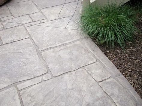 Stamped Concrete Walkway, Front Yard Walkway, Diy Concrete Patio, Small Outdoor Patios, Driveway Ideas, Cement Patio, Concrete Patio Designs, Concrete Patios, Concrete Walkway