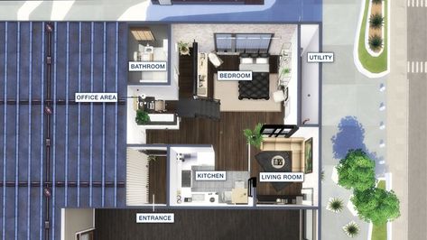 Sims 4 Houses Layout, San Myshuno, Sims 4 House Plans, Apartment Floor Plan, Micro House, Sims House Design, Apartment Layout, Sims 4 Collections, Sims 4 Build