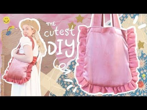 How to Make a Ruffled Tote Bag || DIY BYE || trendy thrift flip upcycle - YouTube Ruffle Bag Tutorial, Ruffle Bag Pattern, How To Sew Ruffles, Canvas Tote Bag Diy, Upcycle Bag, Ruffle Tote Bag, Sewing Ruffles, Ruffle Bag, Tote Bag Diy