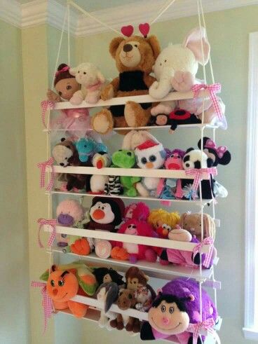 Kids Bedroom Diy, Storing Stuffed Animals, Kids Bedroom Storage, Doll Storage, Pet Organization, Kids Bedroom Design, Kids Room Organization, Stuffed Animal Storage, Organization Kids