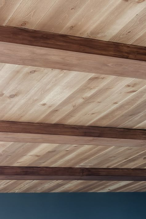 Alder Wood Ceiling, Add Wood To Ceiling, Pine Wood Celling Design, Hemlock Wood Ceiling, Poplar Wood Ceiling, Faux Wood Plank Ceiling, Pine Plank Ceiling, Wood Panel Ceiling With Beams, Diy Wood Panel Ceiling