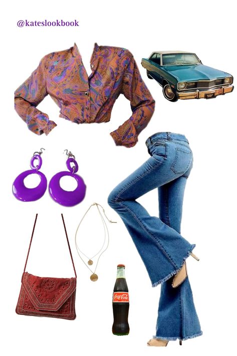 70s Dungarees Outfit, That’s So 70s Show Outfits, 70s Funk Outfit, Fancy 70s Outfit, 70s Outfits School, 70s Outfit Inspiration Party, Summer Hippie Outfits 70s, 70s Aesthetic Fashion Outfit, Hippie Outfits 70s Costume