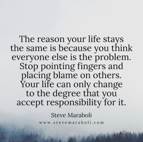 Blaming Others Quotes, Blame Quotes, Responsibility Quotes, Accountability Quotes, Victim Quotes, Problem Quotes, Steve Maraboli, Pointing Fingers, Best Motivational Quotes