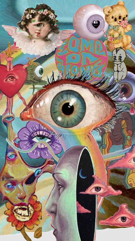 Eyeball inspired #eyes #trippy, Eyes Trippy, Eyeball Nails, Trippy Eye, Hippie Posters, Eyeball Art, Art Trippy, Digital Collage Art, Laptop Wallpaper, Digital Collage