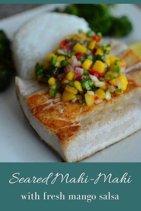 Mahi Mahi Recipes Baked, Grilled Mahi Mahi, Mahi Mahi Recipes, Fresh Mango Salsa, Aphrodisiac Foods, White Fish Recipes, Favorite Salad, Eat Something, Nut Free Recipes