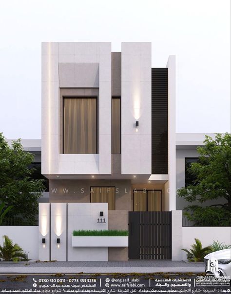 Minimalist Elevation Design, White Elevation House, Fasade Modern, Facade Design Modern, Home Front Elevation, House Outer Design, House Facades, Facade Architecture Design, Contemporary House Exterior