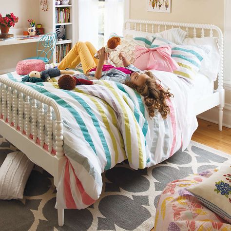 Jenny Lind Kids White Queen Bed + Reviews | Crate and Barrel White Kids Bed, Wood Twin Bed, White Queen Bed, Spindle Bed, Jenny Lind, Full Bed Frame, Toddler Bedroom, White Bed, Kids Beds