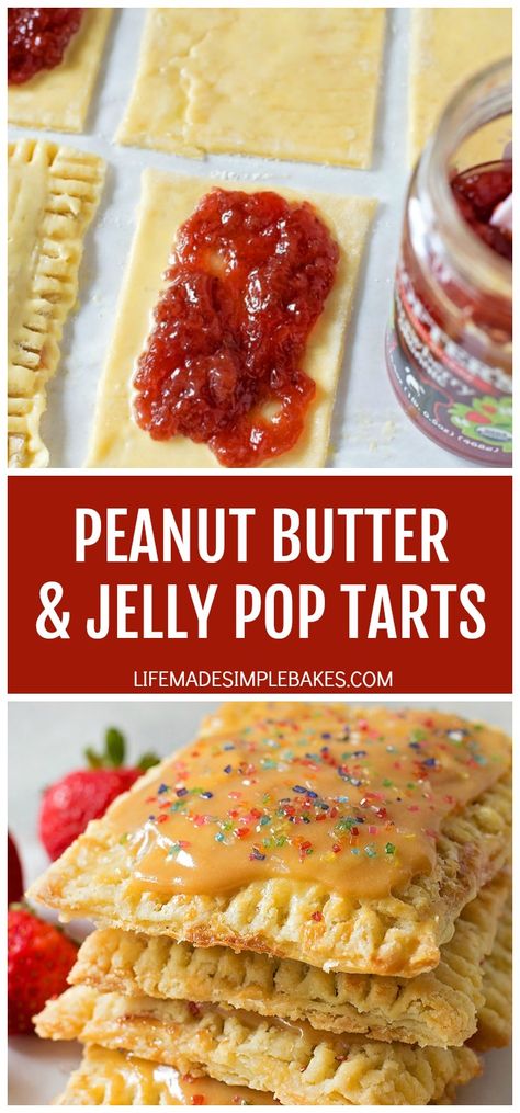 Peanut Butter Jelly Recipes, Peanut Butter Glaze, Life Made Simple, Poptart Recipe, Butter Glaze, Lunchbox Treats, Breakfast Sweets, Homemade Pastries, Homemade Peanut Butter