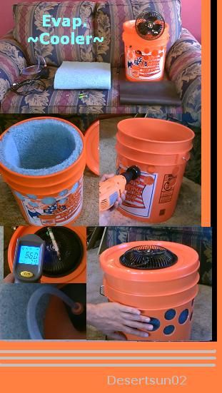 Diy Air Cooler Homemade, Diy Evaporative Cooler, Diy Swamp Cooler How To Build, 5 Gallon Bucket Ac, 5 Gallon Bucket Ideas, Diy Swamp Cooler, Bucket Air Conditioner, Swamp Coolers, Homemade Air Conditioner