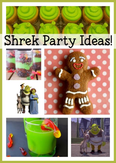 Shrek Party Ideas | #Shrek15Insiders ad Shrek Themed Food Movie Nights, Shrek Birthday Party Favors, Shrek Treats Party Ideas, Shrek Goodie Bags, Shriek Party Ideas, Shrek Food Ideas Party, Shrek Snacks Food Ideas, Shrek Birthday Cake Ideas, Shrek Party Snacks