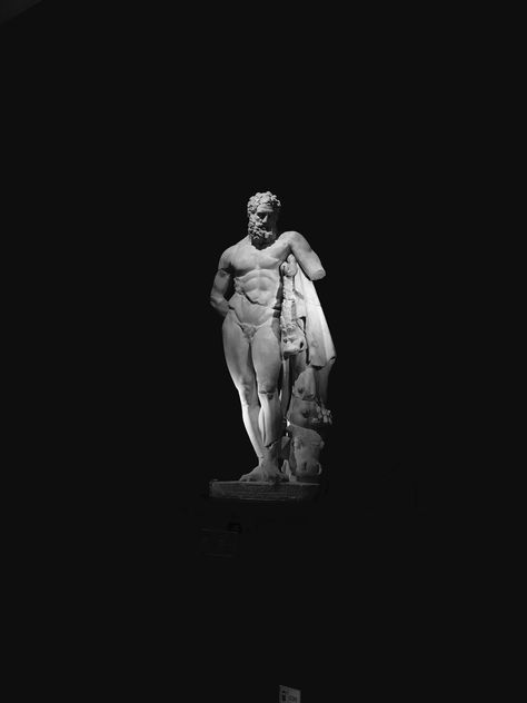 Hercules Statue Wallpaper, Hercules Statue, Dark Waves, Modern Classic Interior, Ancient Greek Sculpture, Roman Statue, Roman Architecture, Tshirt Design Inspiration, Greek Sculpture