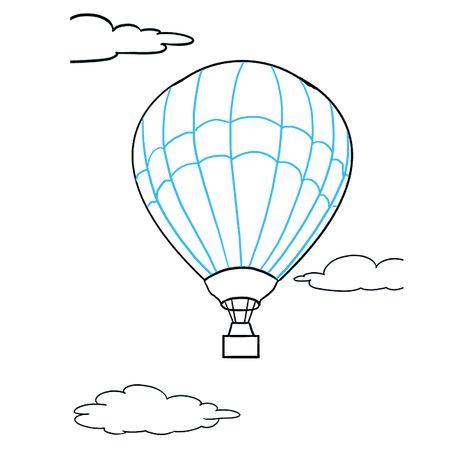 How to Draw Hot Air Balloon: Step 9 Draw A Hot Air Balloon, Hot Air Balloon Drawing, Balloon Drawing, Cartoon Gloves, Minnie Mouse Coloring Pages, Air Ballons, Free Printable Coloring Sheets, Balloon Pictures, Cartoon Butterfly