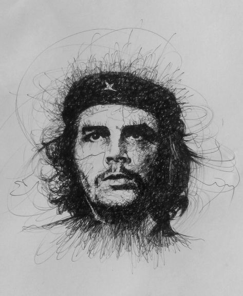 Che Guevara scrible portrait by Silvo Lavtizar Che Guevara Drawing, Scribbling Art, Dairy Art, Che Guevara Images, Che Guevara Art, Activist Art, Ernesto Che, Scribble Art, 3d Mandala