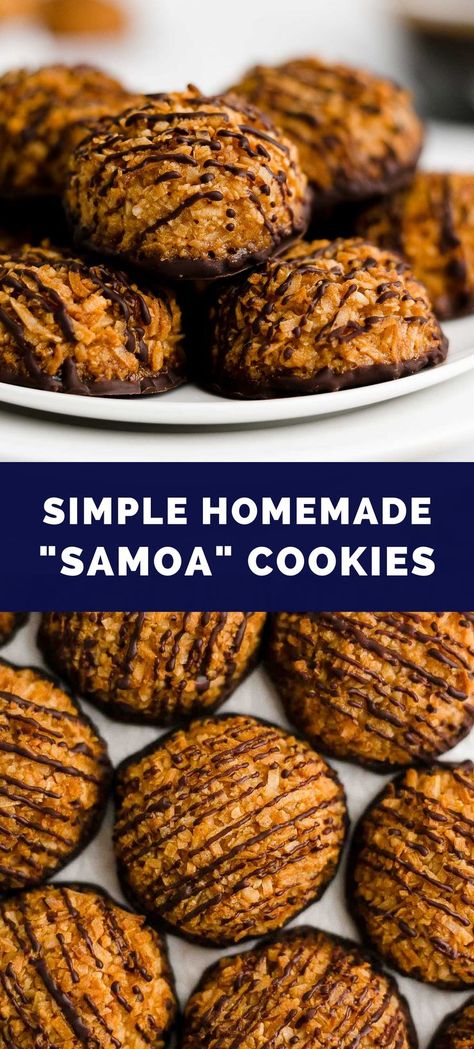 Healthy Coconut Cookies, Toasted Coconut Recipes, Homemade Samoas, Samoa Cookies, Coconut Cookies Recipes, Easy Cookie Recipe, Brownie Recipes Healthy, Macaroon Cookies, Healthy Muffin Recipes