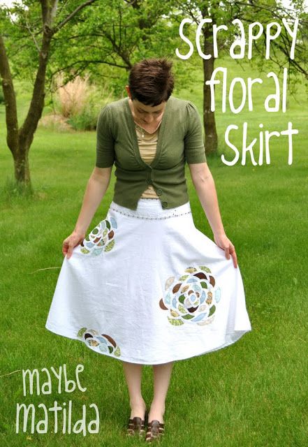 Maybe Matilda: Scrappy Floral Skirt Tutorial Diy Skirts, Applique Skirt, Skirt Tutorial, Flower Skirt, Sewing Skirts, A Skirt, Beautiful Skirts, Cute Skirts, Sewing Clothes