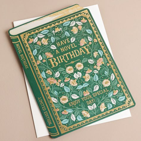 Vintage Novel Birthday Card Beautiful Birthday Gifts, Detailed Birthday Card, Beautiful Card Ideas, Book Birthday Cards, Book Cards Ideas, Birthday Cards Ideas, Birthday Card Book, Birthday Card Designs, Diy Birthday Cards