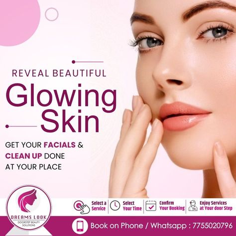 Beauty Salon Marketing, Beauty Salon Posters, Skin And Hair Clinic, Beautiful Glowing Skin, Makeup Ads, Skin Aesthetics, Cosmetic Clinic, Hydra Facial, Social Media Advertising Design