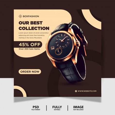 Product Social Media Post, Watch Poster, Banner Design Inspiration, Social Media Advertising Design, Flyer And Poster Design, Social Media Poster, Social Media Design Inspiration, Banner Template Design, Social Media Advertising