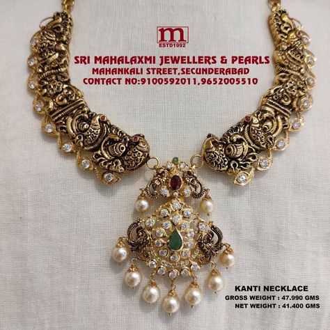 Kanti Necklace Designs Gold, Kanti Necklace Designs, Kanti Necklace, Whatsapp Video Call, Gold Necklace Indian, Beautiful Gold Necklaces, Gold Wedding Jewelry, Black Beaded Jewelry, Antique Gold Jewelry