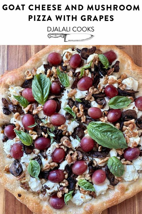 Grape Pizza, Unique Pizza Recipes, Creamy Goat Cheese, Unique Pizza, Mushroom Pizza, Pizza Peel, Cook Off, Pizza Stone, Red Grapes