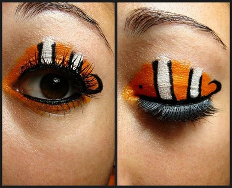 Clown Fish Makeup, Dory Makeup, Starfish Costume, Disfraz Diy, Finding Nemo Costume, Nemo Costume, Theater Makeup, Disney Inspired Makeup, Fish Makeup