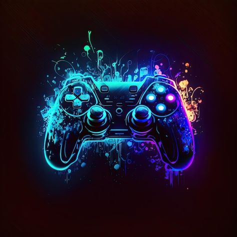 Photo abstract neon light game controlle... | Premium Photo #Freepik #photo #neon-glow #neon-light #gaming #abstract-light Wallpaper Glowing, Game Painting, Digital Art Wallpaper, Tech Image, Neon Light Wallpaper, Neon Png, Photo Cover, Neon Backgrounds, Space Background