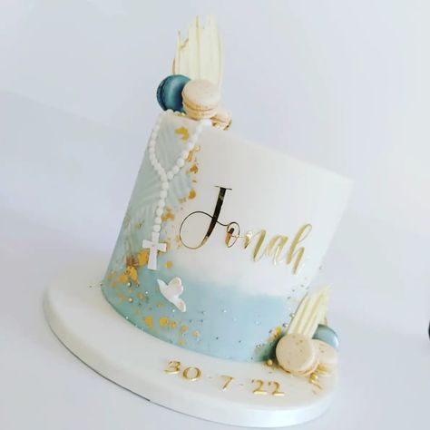 Boy Baptism Cake Ideas, Christening Cake Boy Simple, Cake Baptism Boy, Baptismal Cake Boy Simple, Christening Cake For Boy, Blue Baptism Cake, Baby Boy Baptism Ideas, White Baptism Cake, Baby Dedication Party