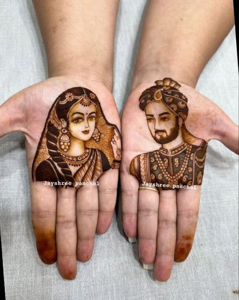 Bride Groom Mehndi Designs, Portrait Mehandi Designs, Groom Figure Mehendi Designs, Bride Figures In Mehndi, Portrait Mehndi Designs, Bride Face Mehndi Design, Figer Mehandi Design, Mehndi Figure Designs, Bride Face Mehandi