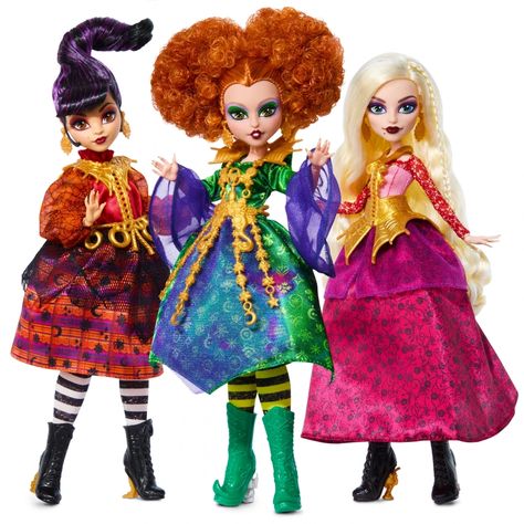 Monster High Skullector Hocus Pocus 3-pack dolls Sanderson sisters Winifred, Mary and Sarah - YouLoveIt.com Chucky And Tiffany Dolls, Monster High Toys, Mary Sanderson, The Sanderson Sisters, New Barbie Dolls, Animation News, Sanderson Sisters Hocus Pocus, Halloween Film, New Disney Princesses