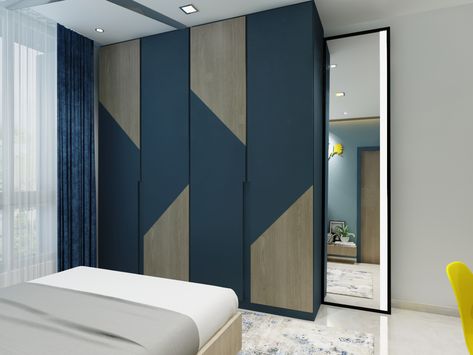 2 Sliding Door Wardrobe Design Modern, 3 Door Cupboard Design, Almirah Color Ideas, Slider Almirah Designs, Latest Sliding Wardrobe Designs, Blue Wardrobe Design, Wardrobe Laminate Color Combination, Bedroom Wardrobe Design Sliding Doors, Laminate Combination