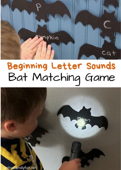 Beginning Letter Sounds Bat Matching Activity - Creative Family Fun Bat Week Preschool, Bat Activities Kindergarten, Preschool Bat Activities, Bat Activities For Toddlers, Bat Preschool Activities, Bat Activities For Kindergarten, Bat Lesson Plans For Preschool, Bat Science Preschool, Bat Activities Preschool