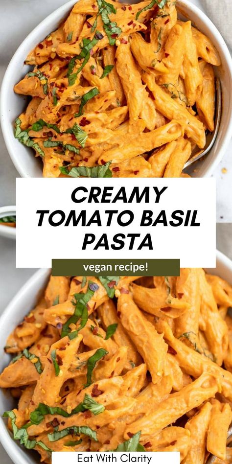 Vegan Tomato Pasta, Dairy Free Pasta Recipes, Vegan Pasta Sauce, Dairy Free Pasta, Tomato Basil Pasta, Mapo Tofu, Basil Pasta, Vegan Pasta Recipes, Pasta Dinner Recipes