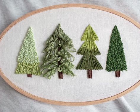 Pine Tree Embroidery Simple, Embroidery Pinecone, Evergreen Embroidery, Pine Tree Embroidery, Embroidery Icons, Macrame Inspiration, Tree Embroidery, Embroidery Christmas, Christmas Crafting