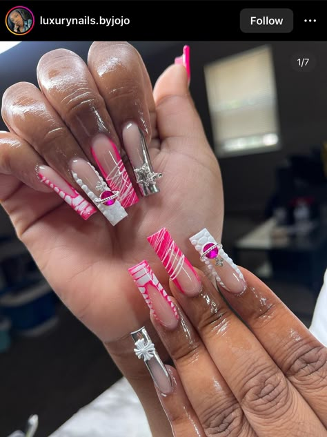 Acrylic Nail Set, Drip Nails, Glamour Nails, Colored Acrylic Nails, French Tip Acrylic Nails, Short Square Acrylic Nails, Exotic Nails, Acrylic Nails Coffin Pink, Unique Acrylic Nails