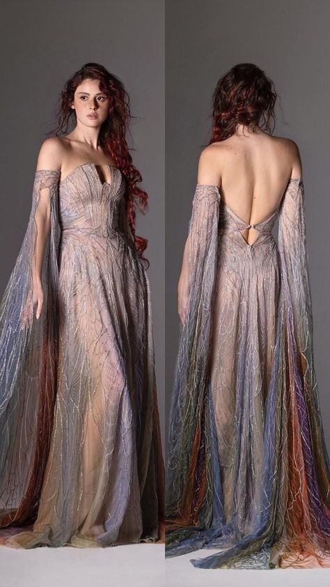 Backless Fantasy Dress, Ethereal Princess Dress, Greek Inspired Formal Dress, Sci Fi Princess Dress, Faerie Ball Gown, Modern Formal Dress, Dorne Aesthetic Clothes, Fantasy Fashion Dresses, Fantasy Dress Inspiration