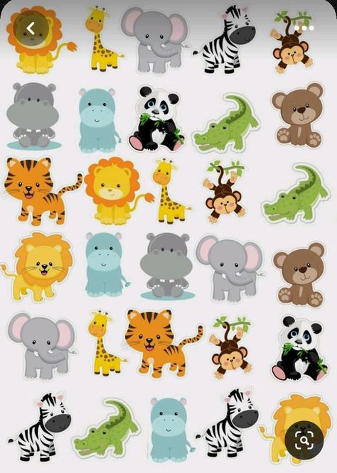 Topper Safari Baby, Decoracion Baby Shower Safari, Topper Safari, Festa Safari Baby, Baby Shower Safari, Jungle Theme Birthday Party, Jungle Thema, Safari Animals Birthday, Safari Baby Animals