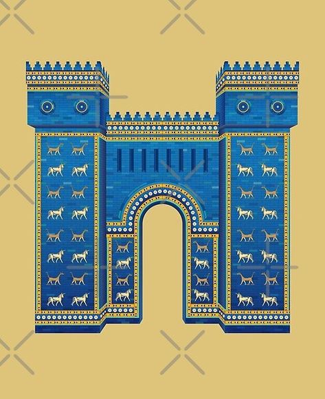 Babylon the gate of Gods  located in the Babylon - Iraq Babylon Iraq, Ishtar Gate, Ancient Kings, Richest Man, Kids Throw Pillows, Notebook Gifts, Mesopotamia, Advertising Poster, Tapestry Throw