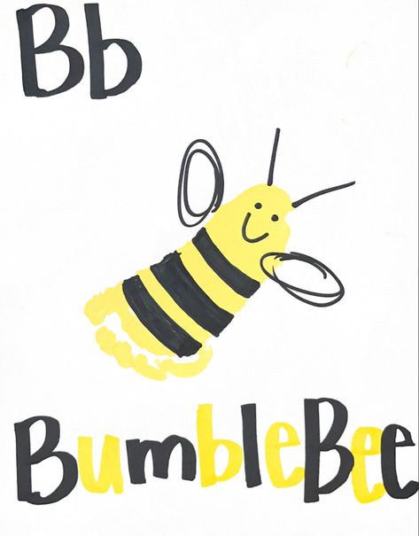 B Is For Bumble Bee Craft, B Is For Craft, Letter B Crafts For Toddlers, Emerald Nursery, Footprint Alphabet, B Is For Bee, Dr Seuss Preschool Activities, Hibernation Activities, Bee Hives Diy