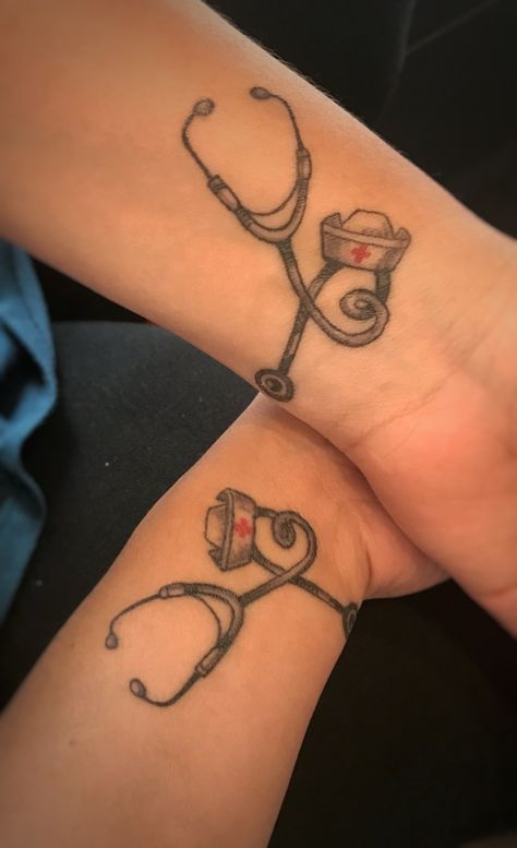 Nurse tattoo, Best friend tattoos Best Friend Nurse Tattoos, Nurses Hat Tattoo, Small Nurse Tattoo, Nursing Tatoos Ideas, Nurse Wrist Tattoo Ideas, Er Nurse Tattoo Ideas, Nursing Tattoos, Healthcare Tattoos For Women, Nurse Tattoo Ideas