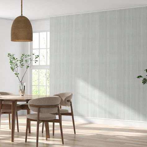 Slat Wall Dining Room, White Slat Wall, Wall Dining Room, Slat Wall Panel, Interior Design Dining Room, Dining Room Interiors, Decorative Wall Panels, 3d Texture, Slat Wall