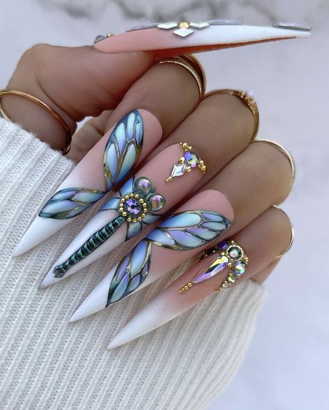 Dragonfly Nails, Dragonfly Nail Art, Trendy Manicure, Star Nail Art, Perfect Manicure, Fancy Nails Designs, Nails Today, Fabulous Nails, Fancy Nails