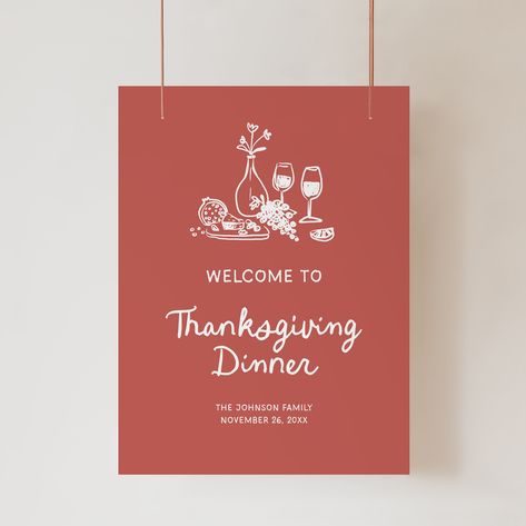 This Fun Thanksgiving Welcome Sign template features quirky illustrations and charming handwritten fonts. It comes in 3 sizes. Access your template within minutes of purchase and edit in TEMPLETT. Wording, font, font color can all be edited, you can also add graphics or a background color to match your event style. Edit, download, and print today! What my Customers are S A Y I N G "Amazing! Great quality, lovely fonts. Will definitely buy more templates from you." Gabrielle "So easy to use and turned out great! Way more affordable than having someone else make & print them." Julianna "Templett was easy to use, quick to personalize and turned out gorgeous on the cardstock I picked. I will definitely be using them again." Andrea D E M O L I N K TRY BEFORE YOU BUY! Copy and paste this URL int Friendsgiving Sign, Thanksgiving Welcome Sign, Thanksgiving Sign, Thanksgiving Ads, Thanksgiving Templates, Thanksgiving Signs, Quirky Illustration, Thanksgiving Fun, Program Template