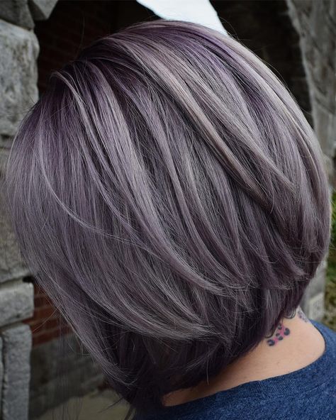 Lavender Grey Hair, Purple Hair Color Ombre, Cortes Bob, Purple Ombre Hair, Red Blonde Hair, Summer Stuff, Silver Hair Color, Silver Grey Hair, Nice Hair