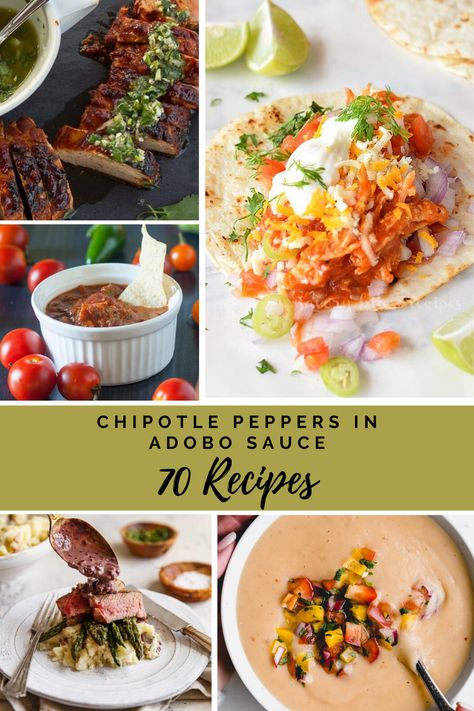 70 recipes using chopotle peppers in adobo sauce. This list has all kinds of recipes to use those chipotles in adobo sauce. I've got appetizers, soups, main courses, sides, and sauces covered. This list includes several vegetarian and vegan options. Not everything is a taco or chili, either! via @sarahsbites Recipes With Chipotle Peppers, Recipes With Chipotle, Adobe Recipe, Chipotle Pepper Recipes, Vegetarian Enchiladas Recipe, Chipotle Peppers In Adobo Sauce, Adobe Sauce, Grilled Romaine Salad, Chipotle In Adobo Sauce