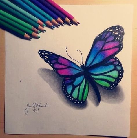 Colorful Butterfly Drawing, Butterfly Drawing Ideas, Drawing Butterflies, Easy Butterfly Drawing, Easy Pencil Drawings, Easy Flower Drawings, Butterfly Sketch, Butterfly Coloring, Sunflower Drawing