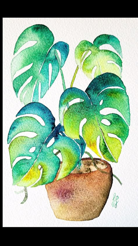 Monstera deliciosa, watercolor 🌿 love to see the colours flowing 💕 in 2022 | Botanical drawings, Botanical poster, Watercolor paintings Watercolor Love, Flower Drawing Tutorials, Poster Watercolor, Watercolour Inspiration, Watercolor Plants, Watercolor Paintings Easy, Art Tropical, Watercolor Flower Art, Painting Art Lesson