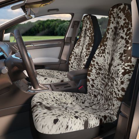 Rustic Elegance, Realistic Cowhide Print, Farmhouse Vibes, Chic Cattle Couture, Car Seat Upgrade, Country Charm Commute, Authentic Design, Stylish Interior, Rugged Sophistication, Countryside Driving, Car Accessories, Farmhouse Decor, Comfortable Commute Transform your car's interior with our Rustic Elegance Realistic Cowhide Print Seat Cover, bringing a touch of farmhouse vibes to your daily commute. Crafted with attention to detail, this authentic cowhide print seat cover combines rugged charm with a hint of sophistication. The realistic design adds a touch of the countryside to your car, creating a stylish and comfortable driving experience. Product Description: Embrace the charm of the countryside with our Rustic Elegance Realistic Cowhide Print Seat Cover. This car accessory seamlessl Cow Print Seat Covers, Western Truck Interior Ideas, Western Car Decor, Car Seats Cover, Truck Interior Accessories, Western Truck, Western Car, Farmhouse Vibes, Country Cow