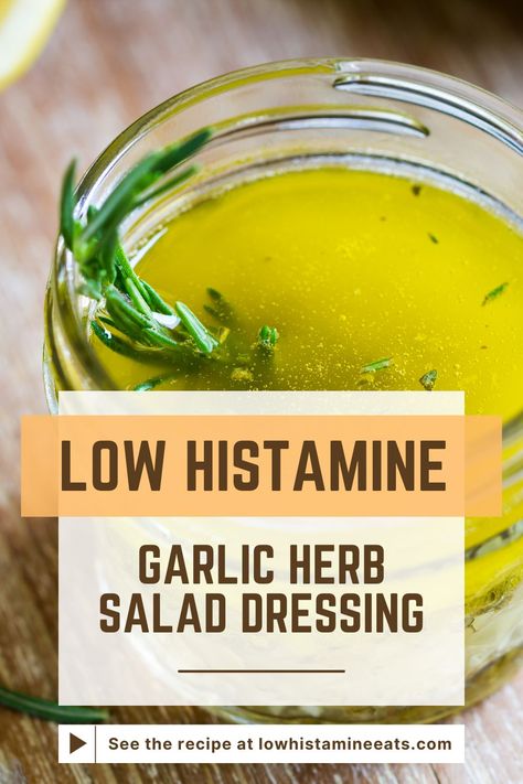 Fresh Herbs Salad Dressing With Garlic (Low Histamine) Low Histamine Dressing, Low Histamine Salad Dressing, Antihistamine Recipes, Low Histamine Salad, Herb Salad Dressing, Herb Dressing Recipe, Anti Histamine Foods, Histamine Intolerance Diet, Low Histamine Recipes